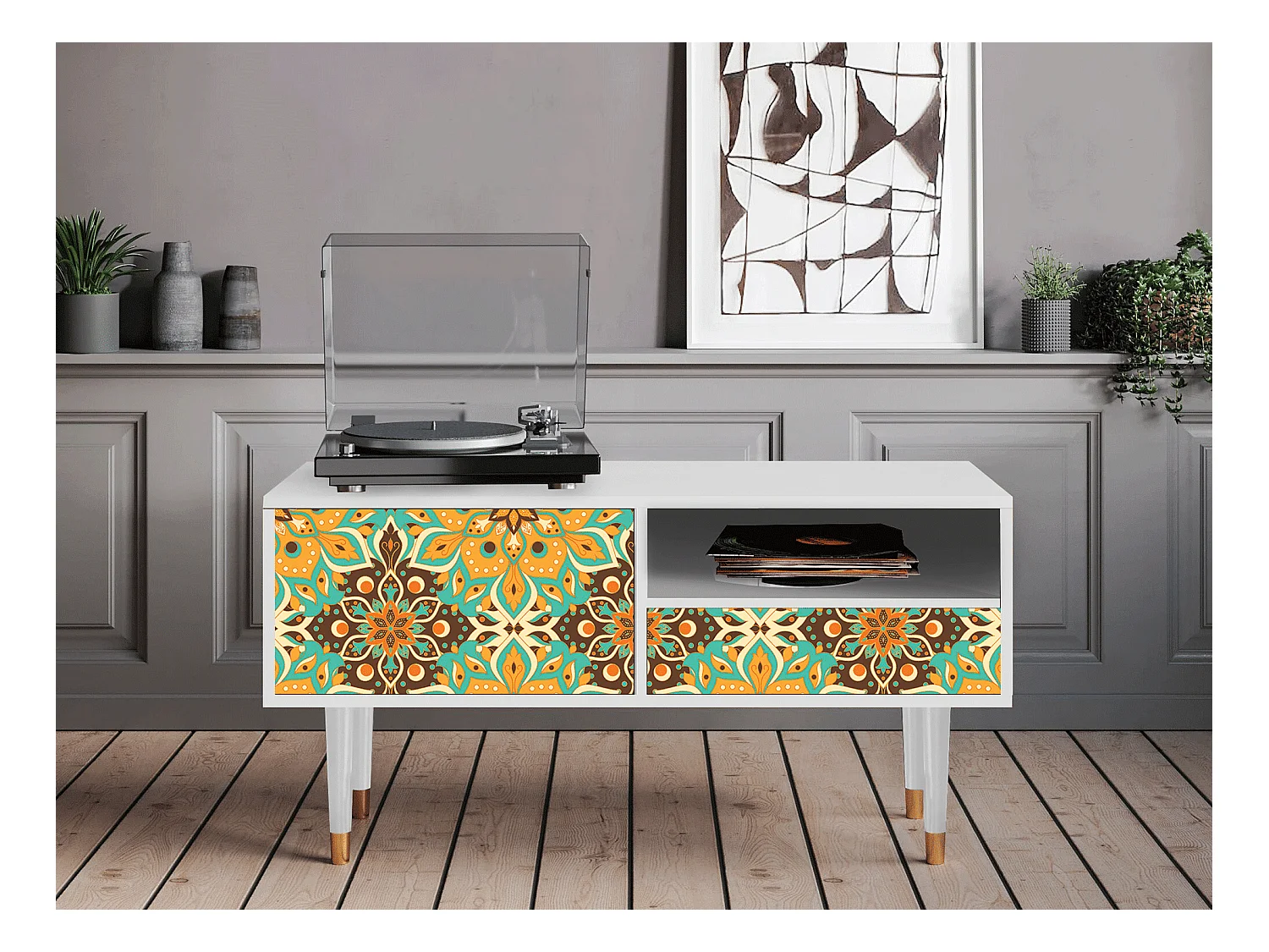 Mobile TV - 115х59х48 cm - T3 - Indian Spices, Bianco