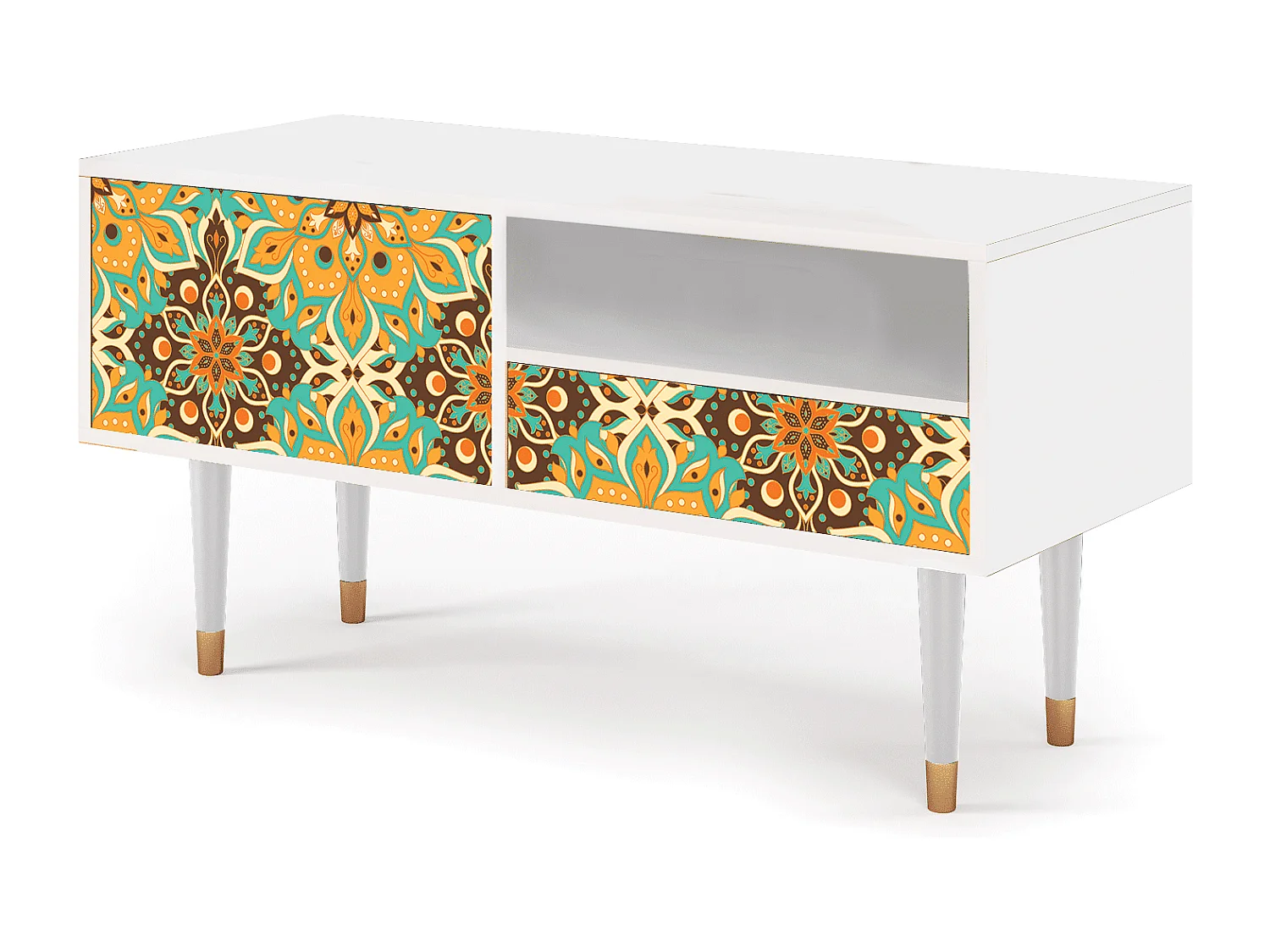 Meuble TV - 115х59х48 cm - T3 - Indian Spices, Blanc