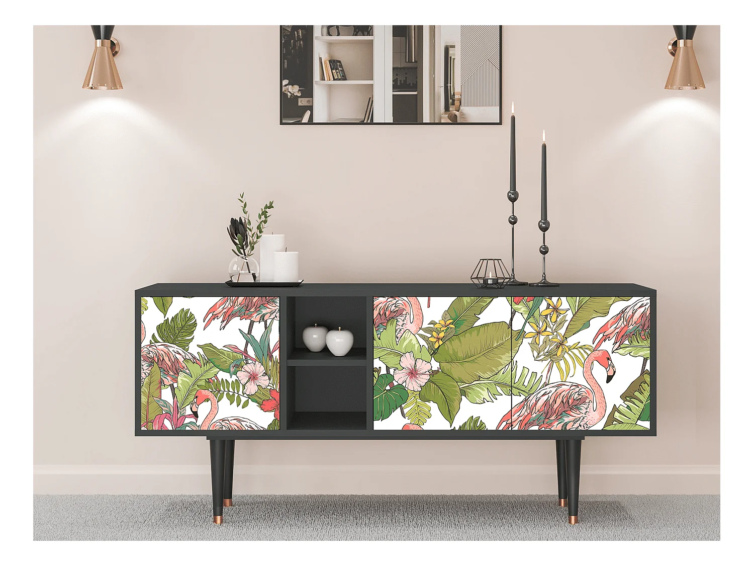 Meuble TV - 150х69х41 cm - T5 - Sweet Flamingo, Anthracite