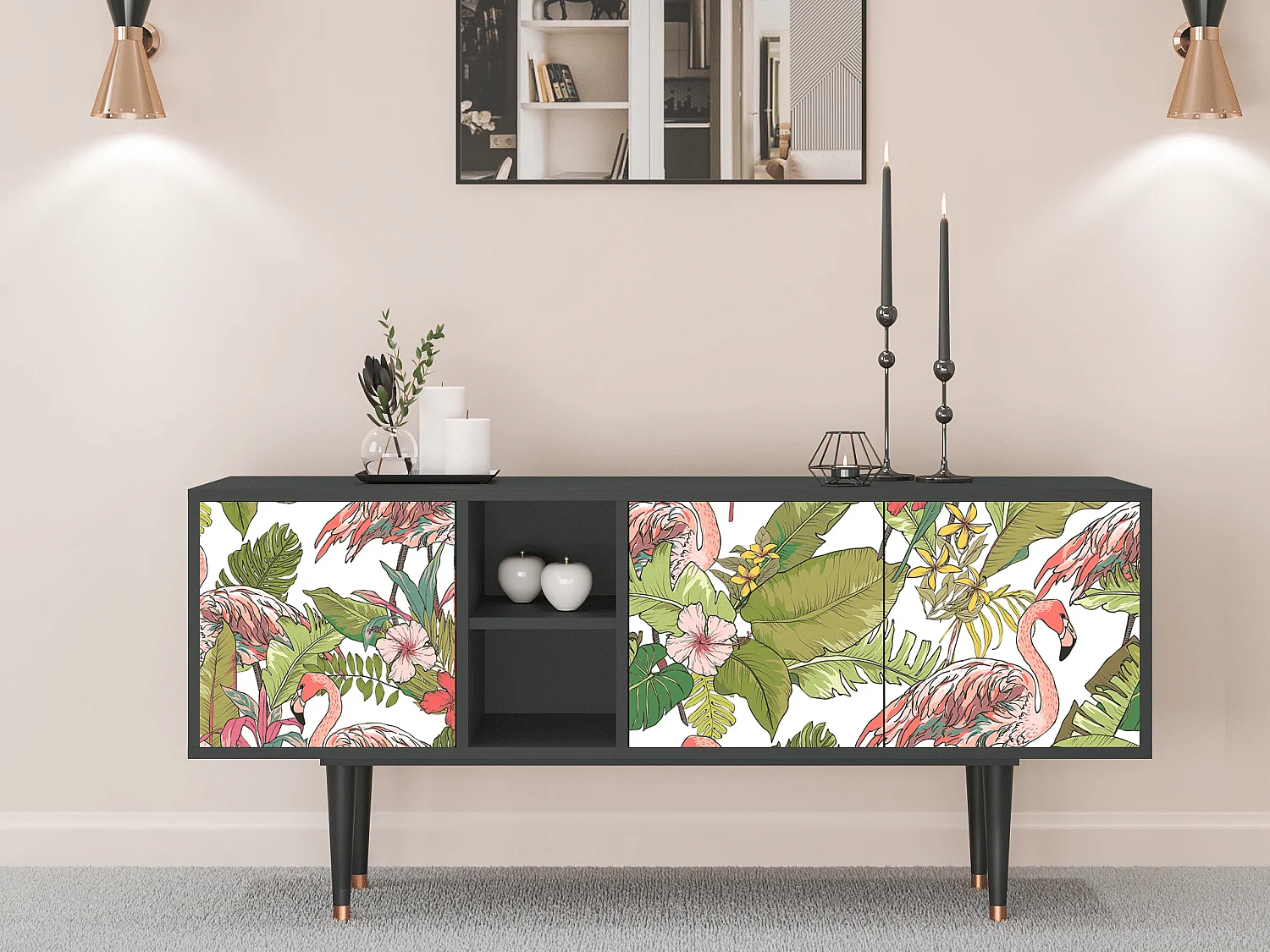 TV-Möbel - 150х69х41 cm - T5 - Sweet Flamingo, Anthrazit