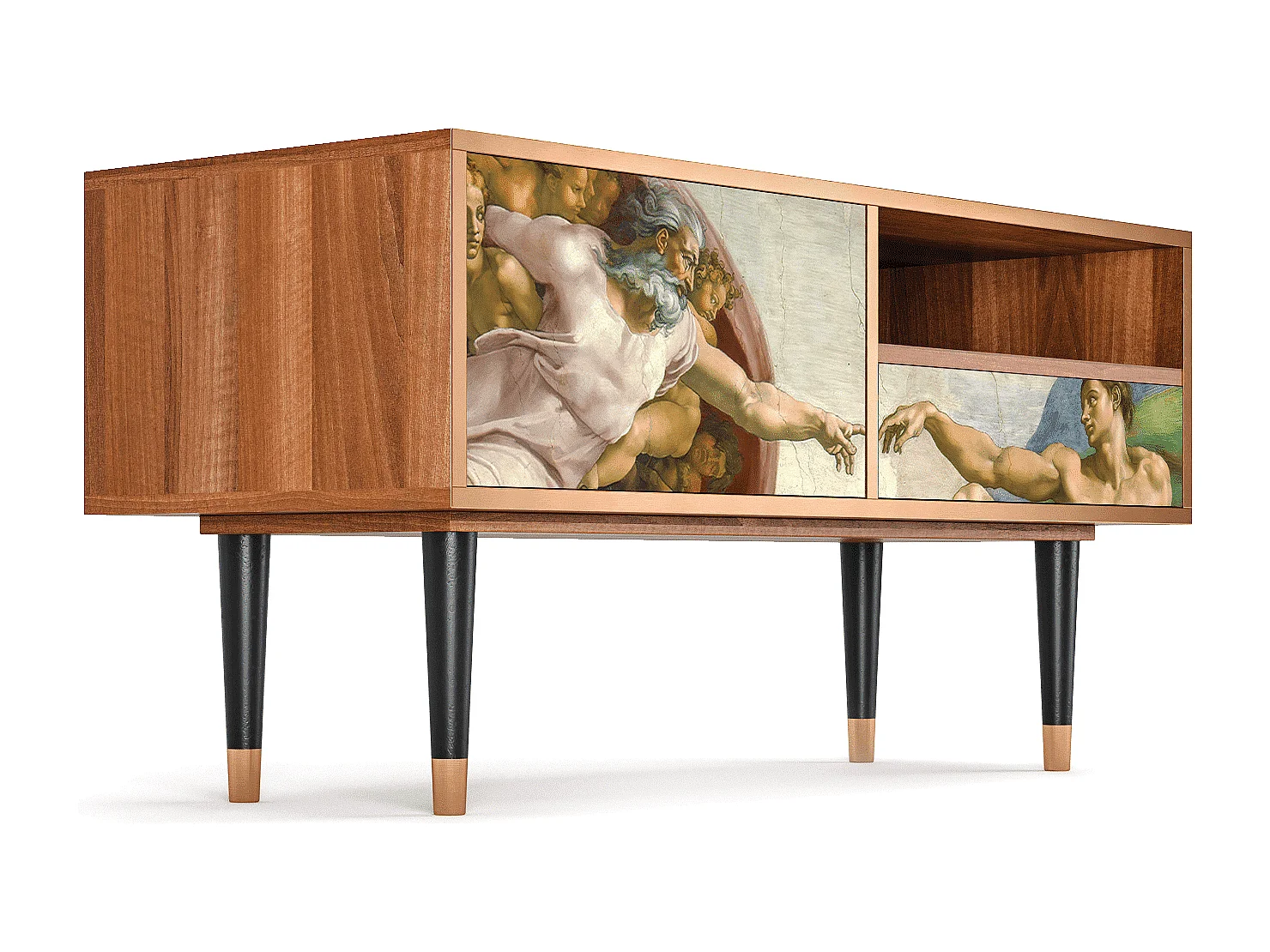 Meuble TV - 115х59х48 cm - T3 - The Creation of Adam, Noyer