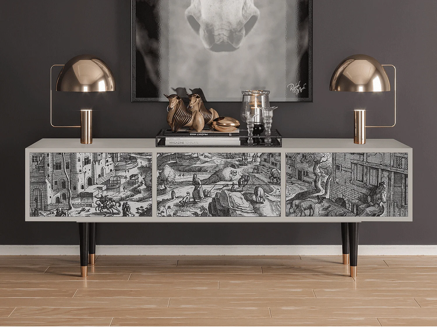 Mueble de TV - 170х59х48 cm - T4 - Bird Dropping, Arena