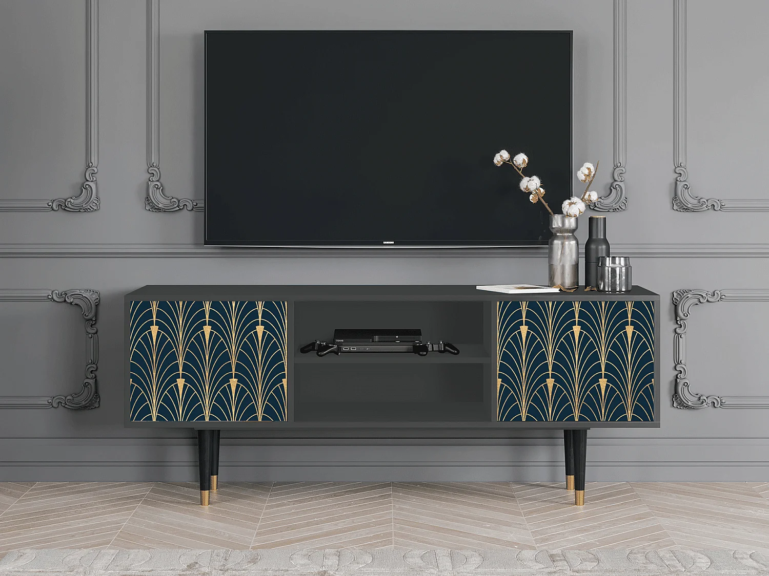 TV-meubel - 170х69х48 cm - T2 - Flower of the Nile, Antraciet