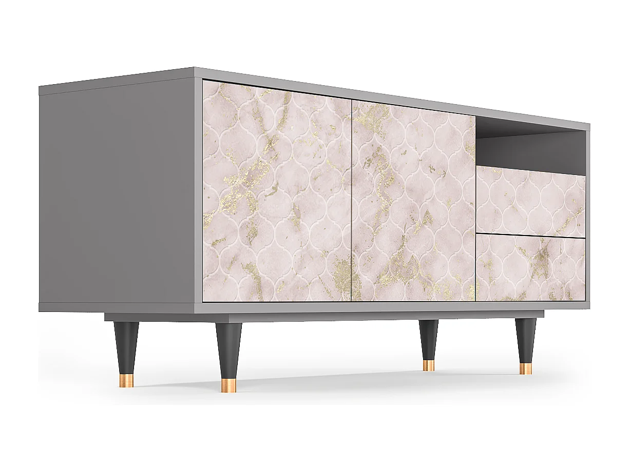 TV-meubel - 125х56х41 cm - T7 - Dirty Roses, Grijs