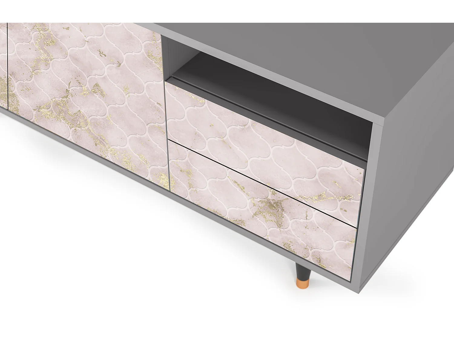 TV-meubel - 125х56х41 cm - T7 - Dirty Roses, Grijs