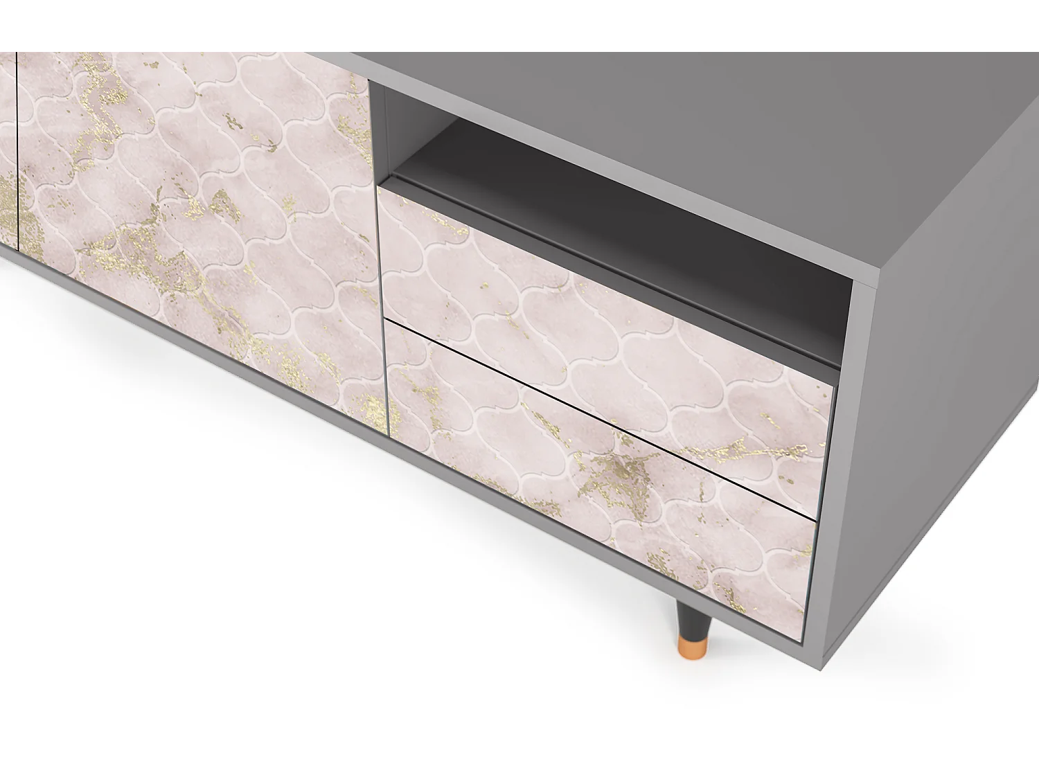 Szafka RTV - 125х56х41 cm - T7 - Dirty Roses, Szary