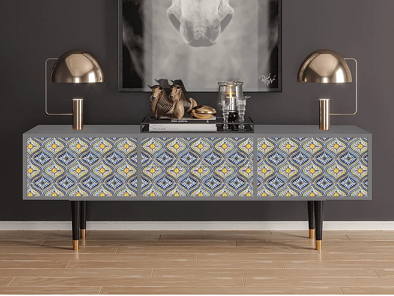 Meuble TV - 170х59х48 cm - T4 - Illusory Pattern, Gris