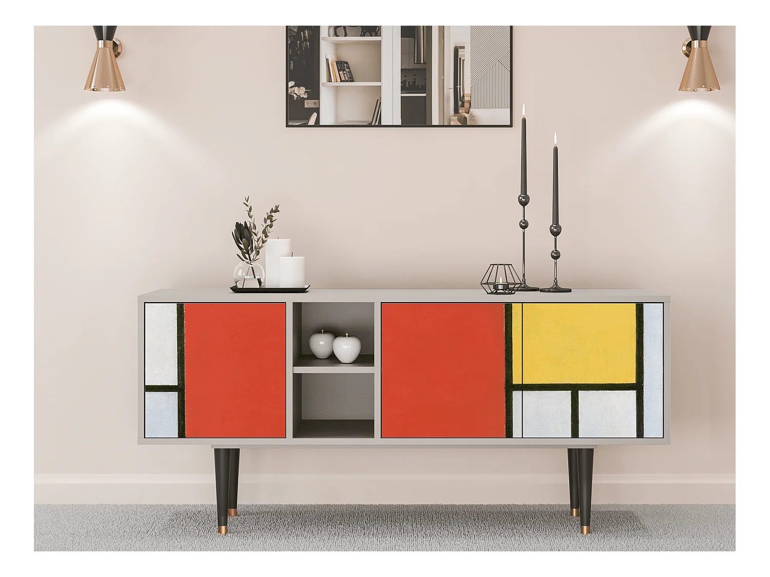 Meuble TV - 150х69х41 cm - T5 - Composition, Sable