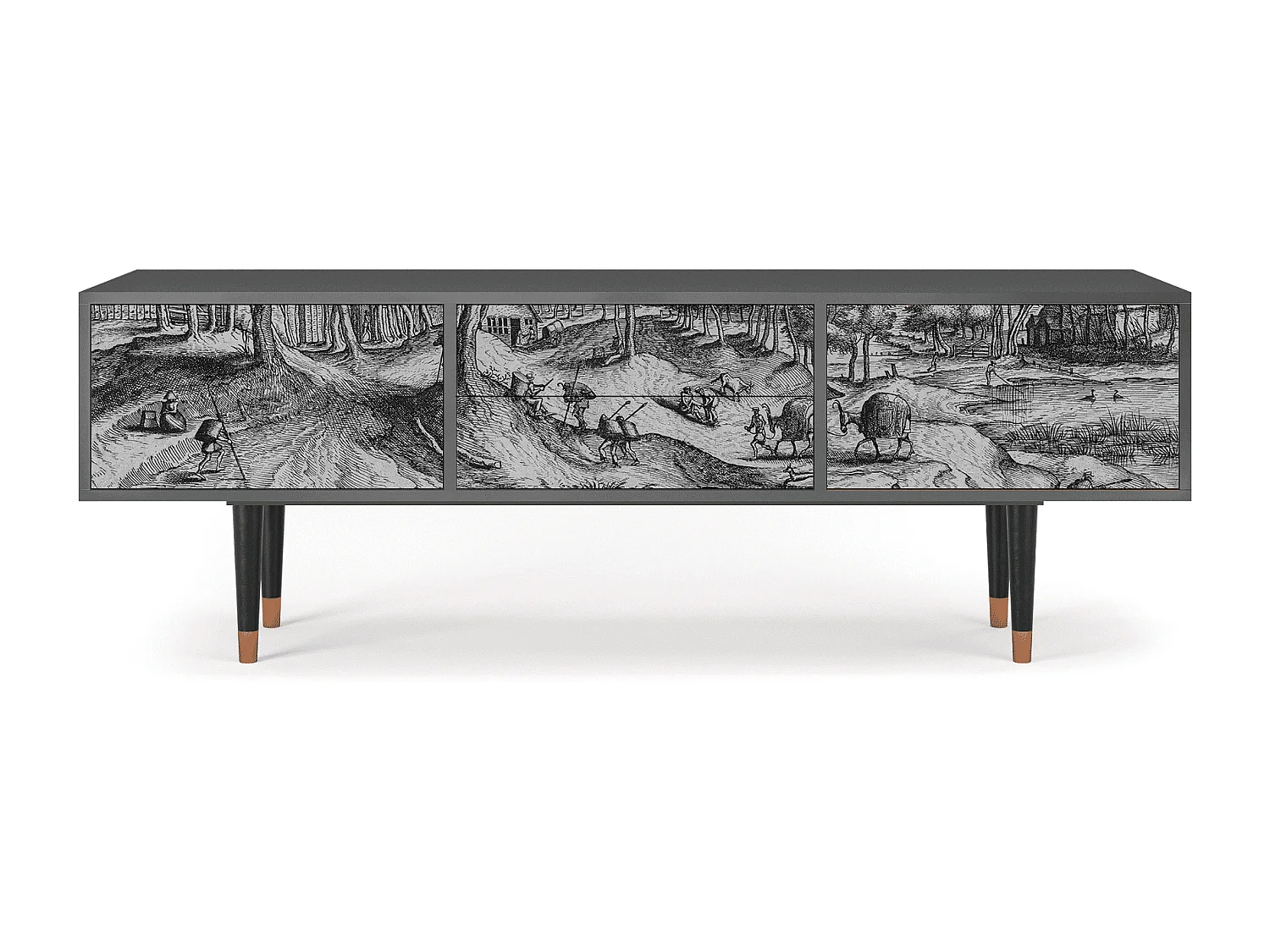 Szafka RTV - 170х59х48 cm - T4 - Rusticorum, Antracyt