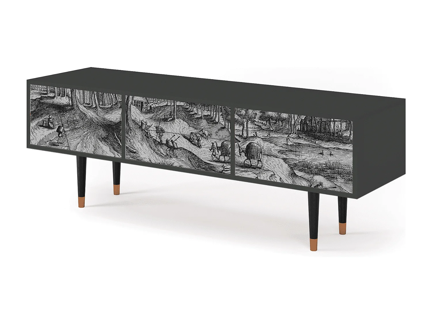 Szafka RTV - 170х59х48 cm - T4 - Rusticorum, Antracyt