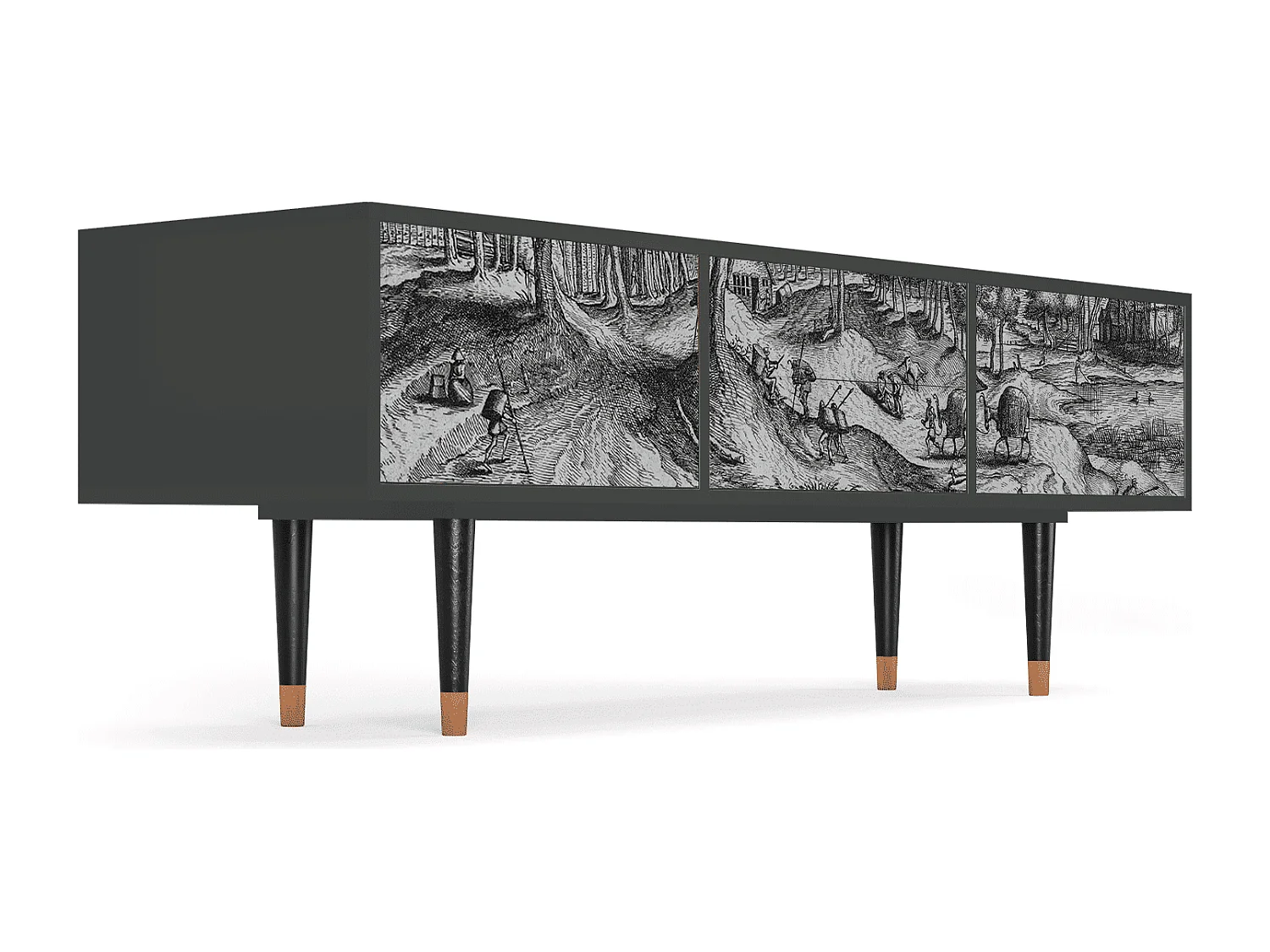 Szafka RTV - 170х59х48 cm - T4 - Rusticorum, Antracyt