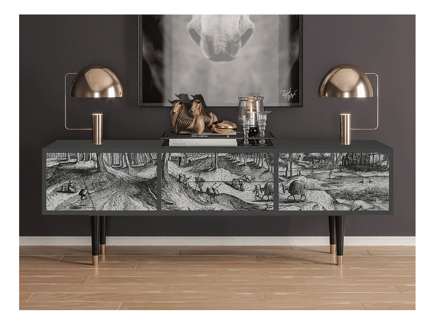Meuble TV - 170х59х48 cm - T4 - Rusticorum, Anthracite