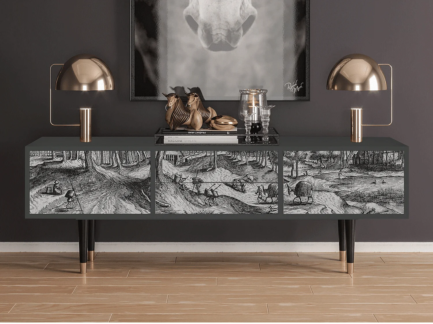 Meuble TV - 170х59х48 cm - T4 - Rusticorum, Anthracite