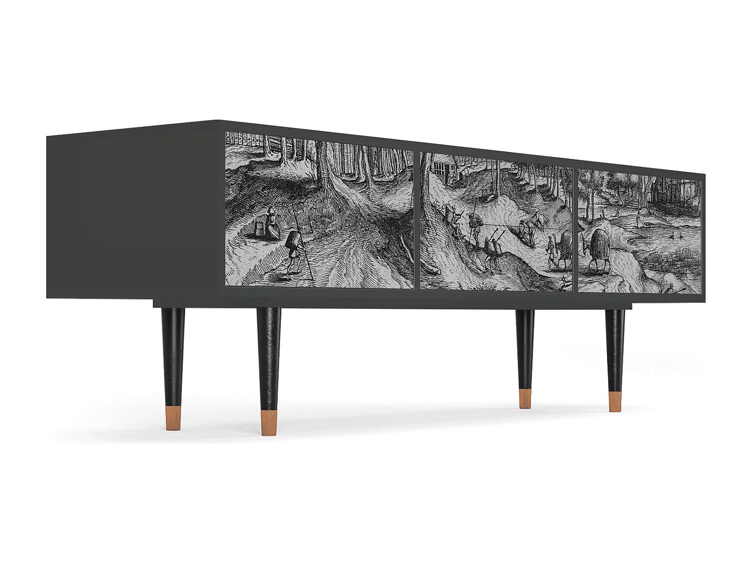 Szafka RTV - 170х59х48 cm - T4 - Rusticorum, Antracyt