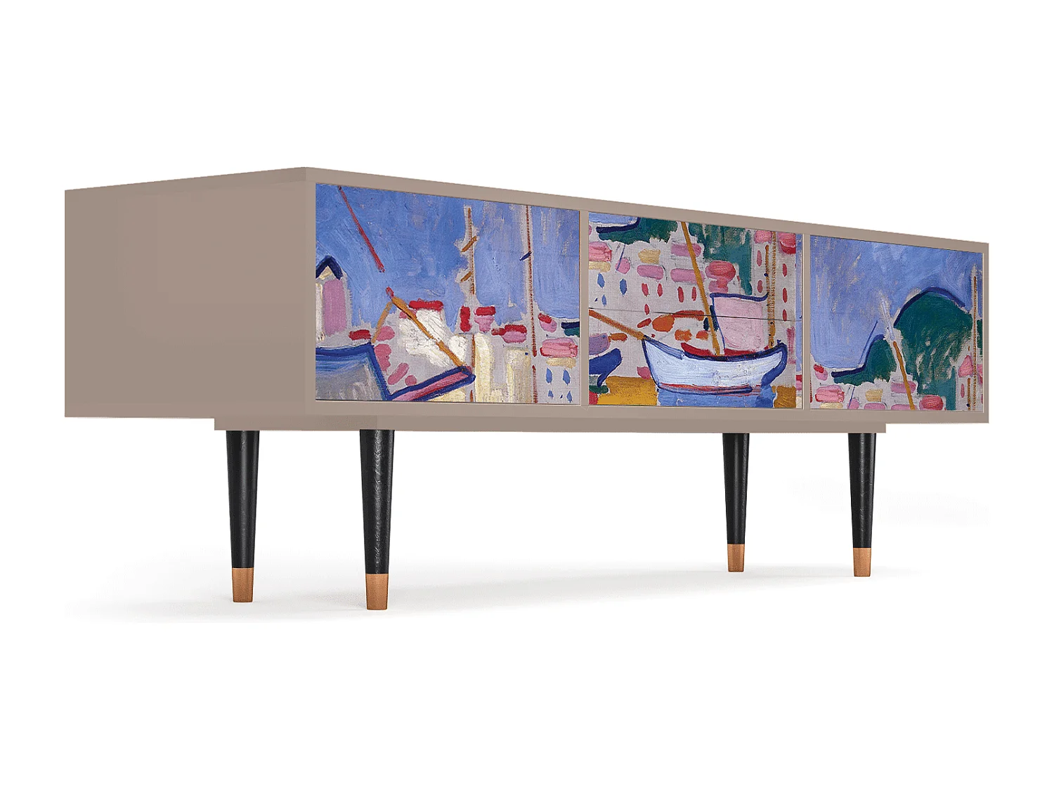 Mobile TV - 170х59х48 cm - T4 - The Port of Collioure , Latte