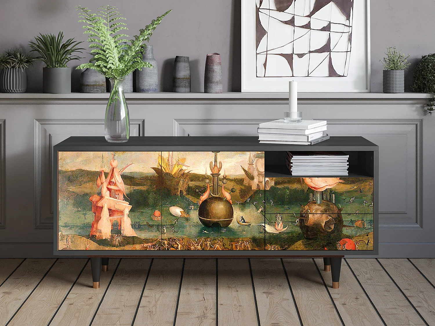 Meuble TV - 125х56х41 cm - T7 - Garden of Delights , Anthracite