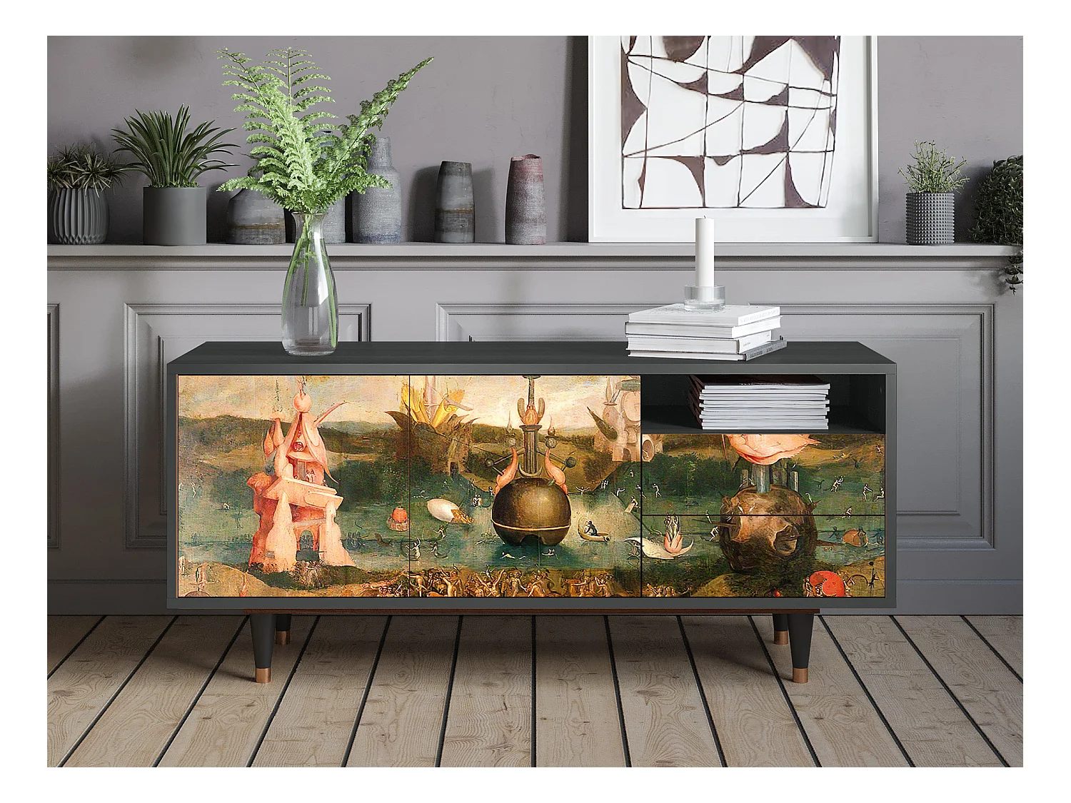 Meuble TV - 125х56х41 cm - T7 - Garden of Delights , Anthracite