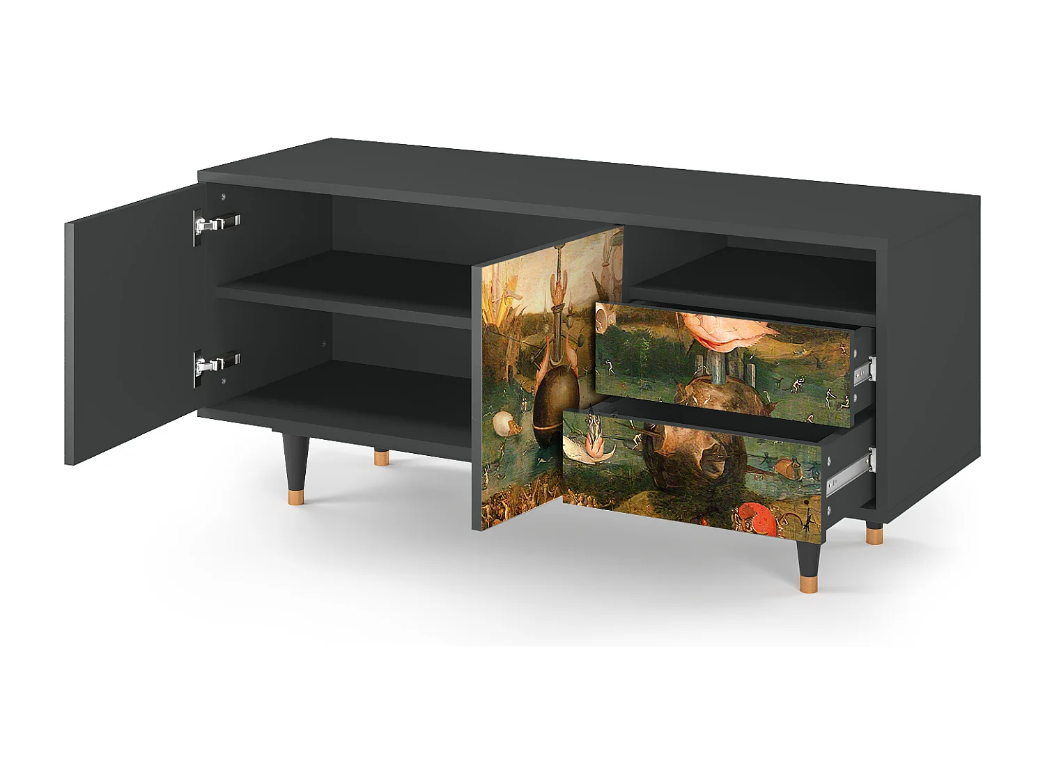 Meuble TV - 125х56х41 cm - T7 - Garden of Delights , Anthracite