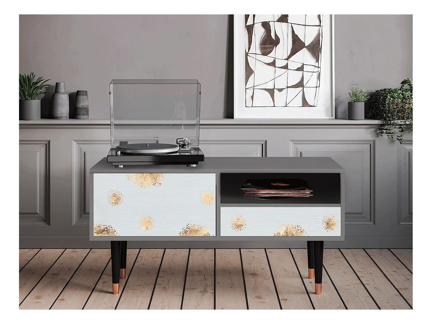 Meuble TV - 115х59х48 cm - T3 - Sky Latte, Gris