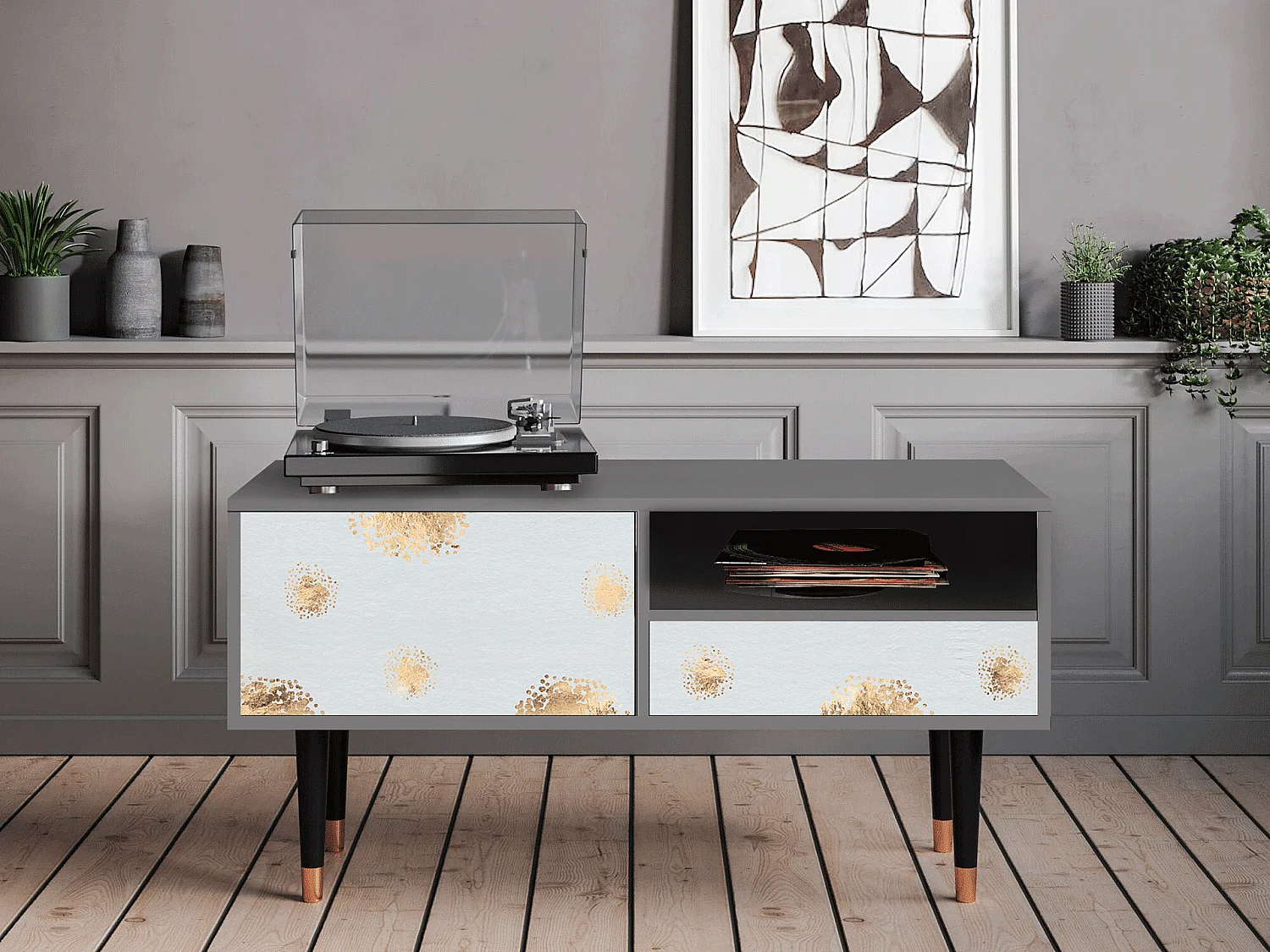 Szafka RTV - 115х59х48 cm - T3 - Sky Latte, Szary