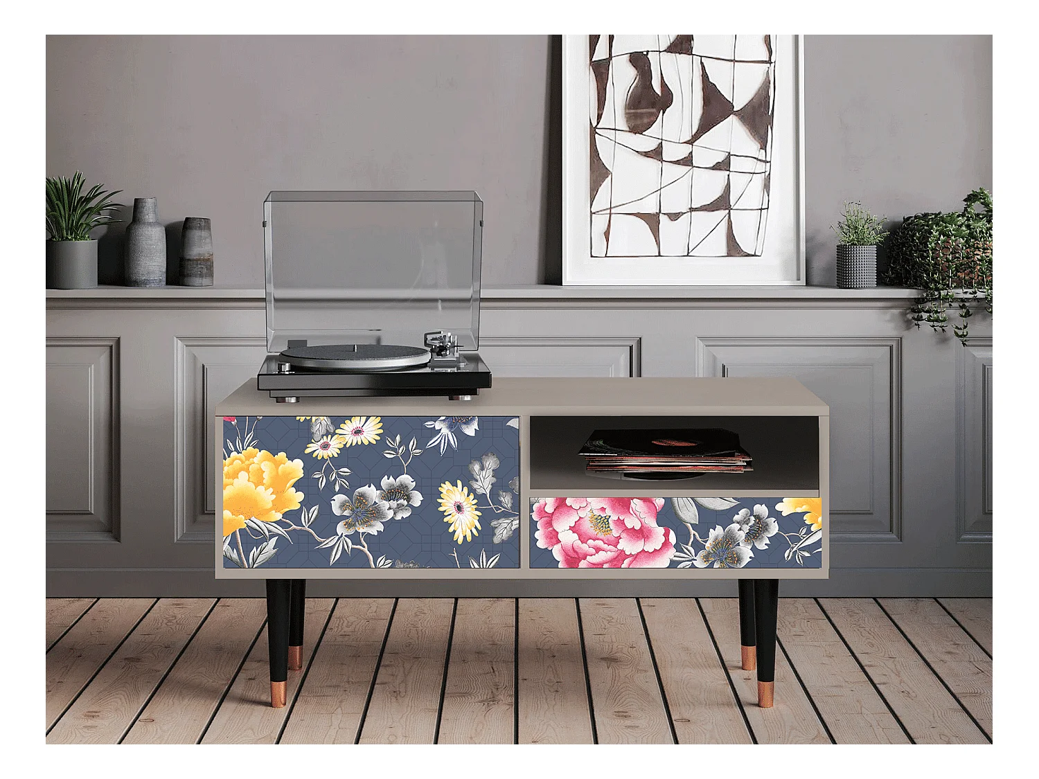 Meuble TV - 115х59х48 cm - T3 - Dark Flower Bed, Sable