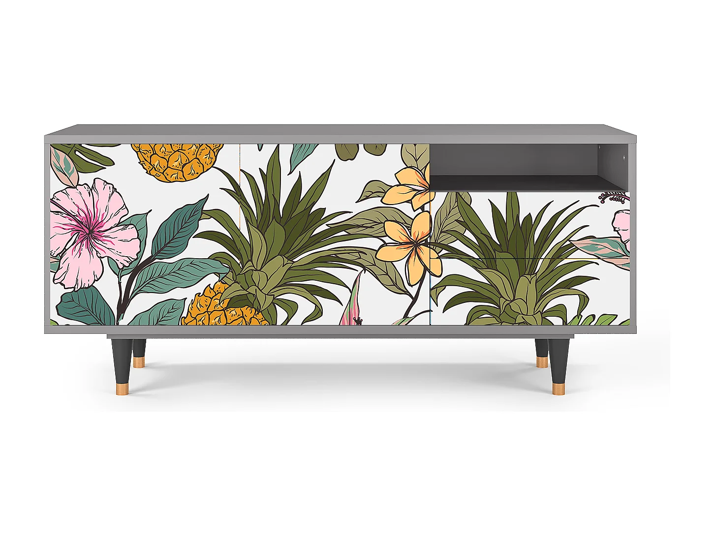 Meuble TV - 125х56х41 cm - T7 - Estival Fruit, Gris