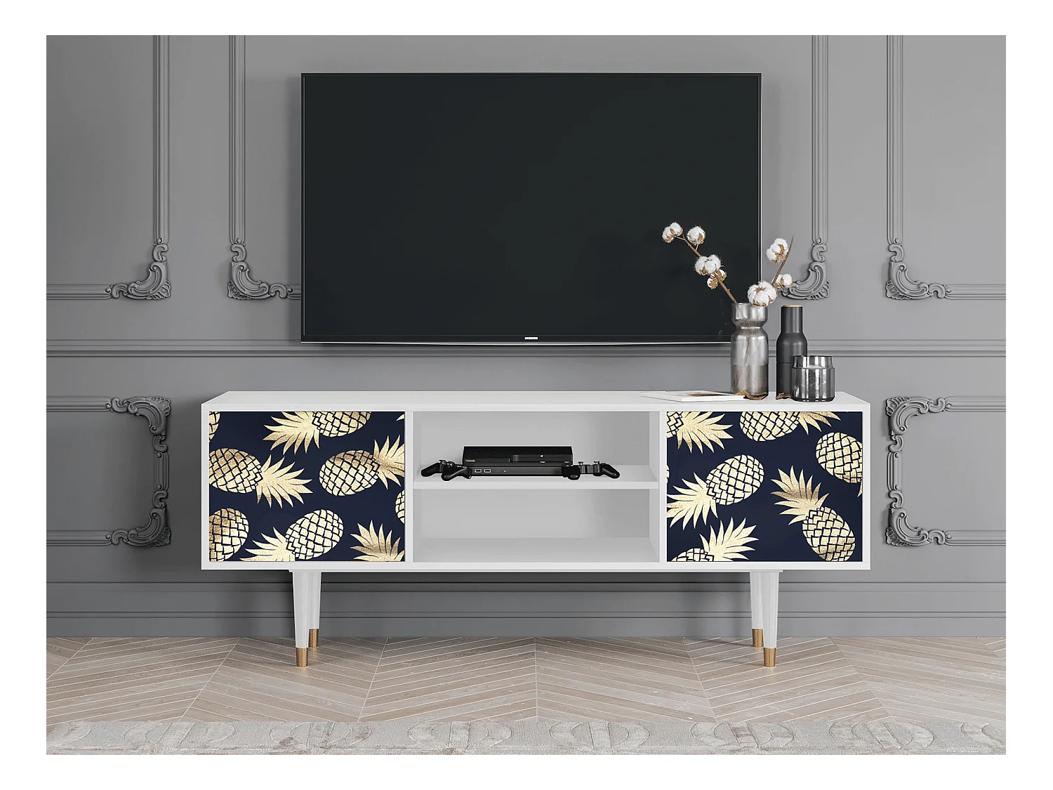 TV-Möbel - 170х69х48 cm - T2 - Sunny Pineaple, Weiß