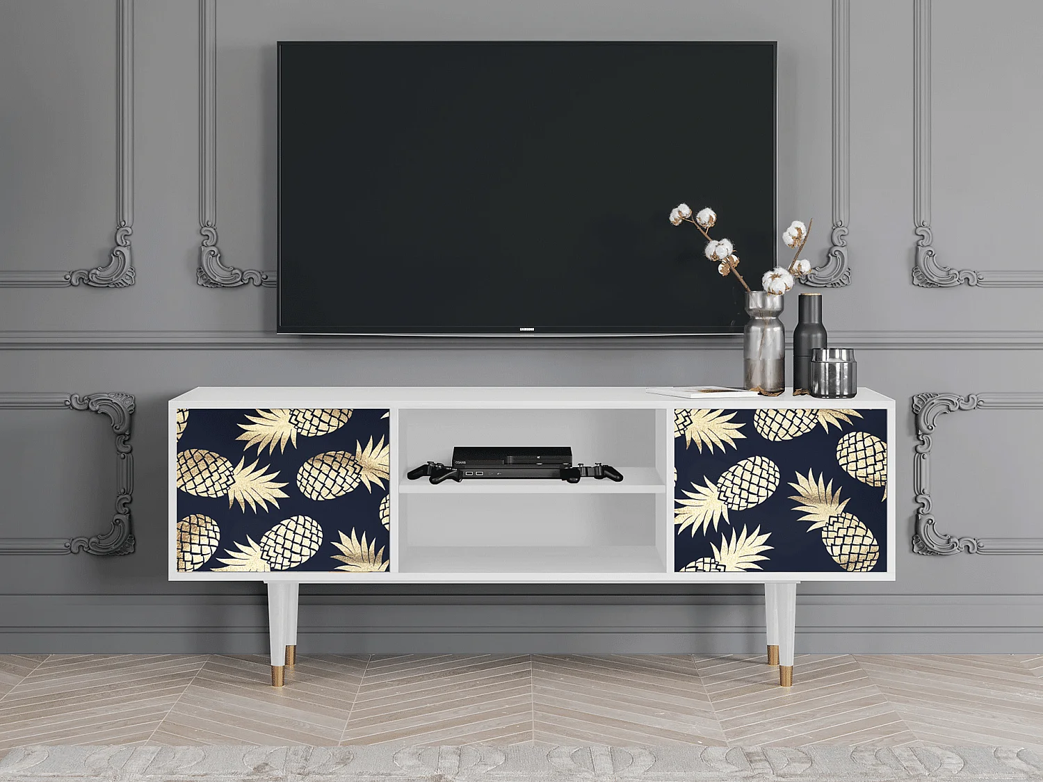 Meuble TV - 170х69х48 cm - T2 - Sunny Pineaple, Blanc