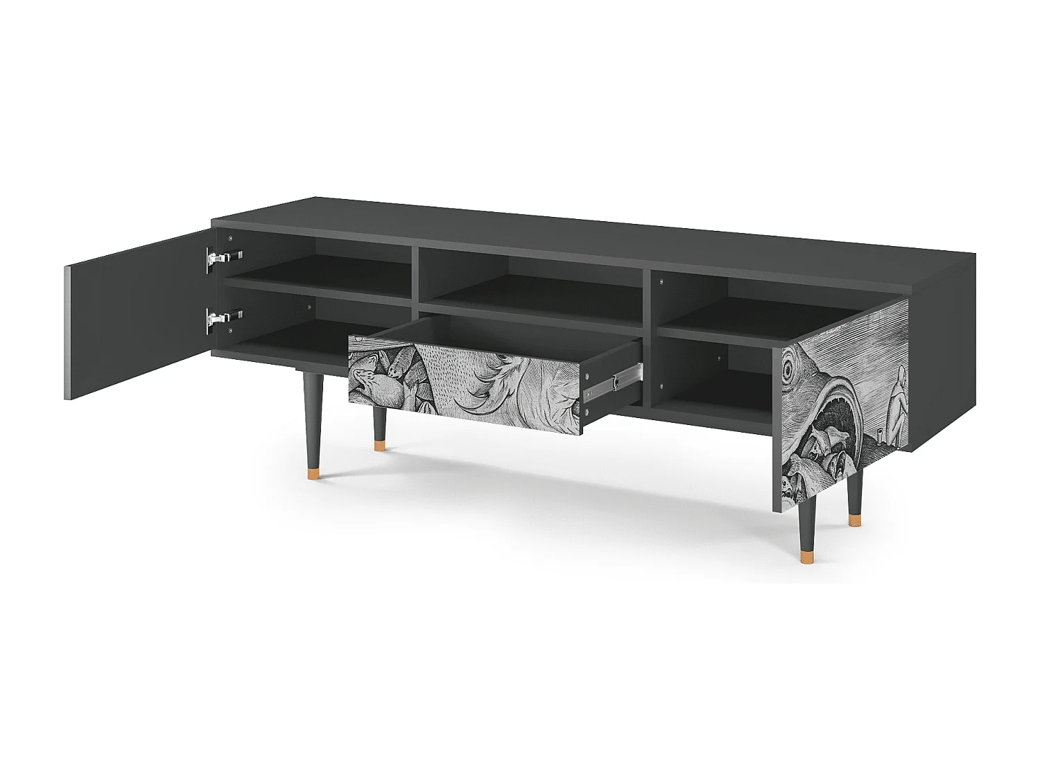 Meuble TV - 170х59х41 cm - T6 - Big Fish Eat Little, Anthracite