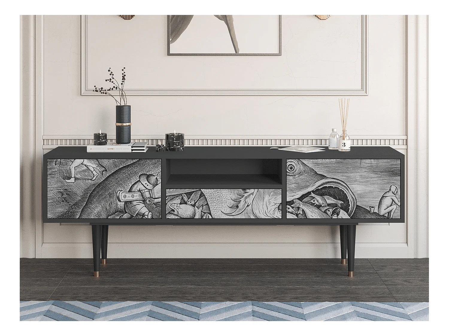 TV-Möbel - 170х59х41 cm - T6 - Big Fish Eat Little, Anthrazit