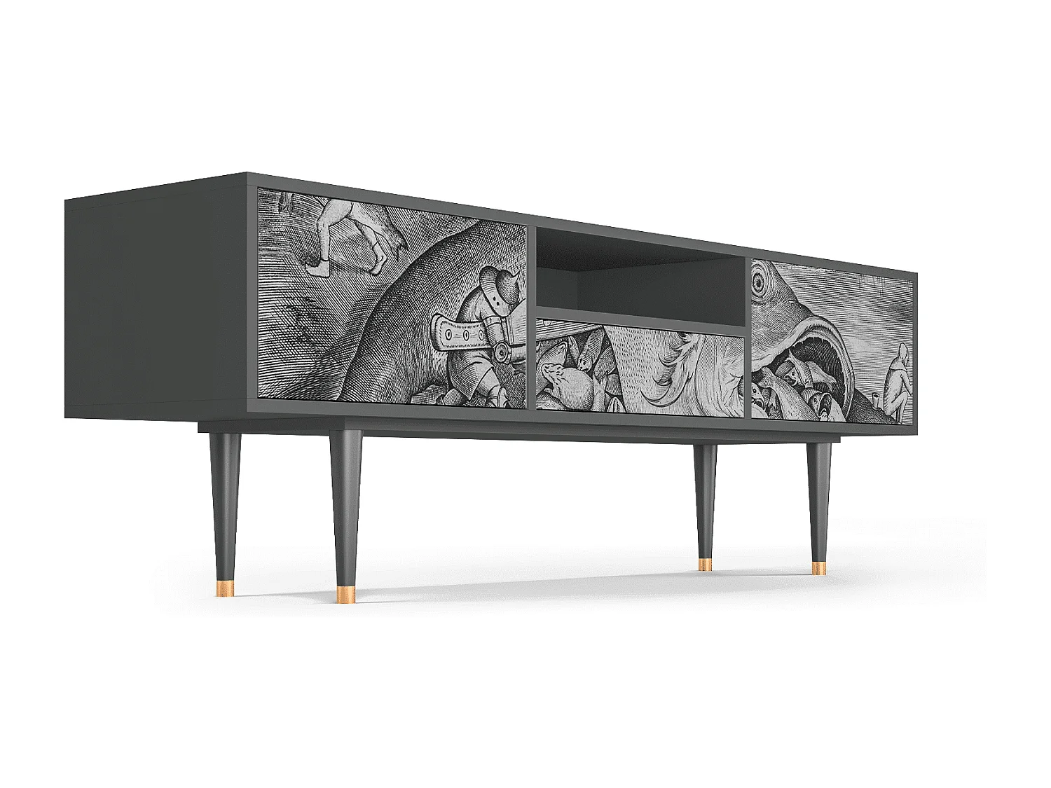 Meuble TV - 170х59х41 cm - T6 - Big Fish Eat Little, Anthracite