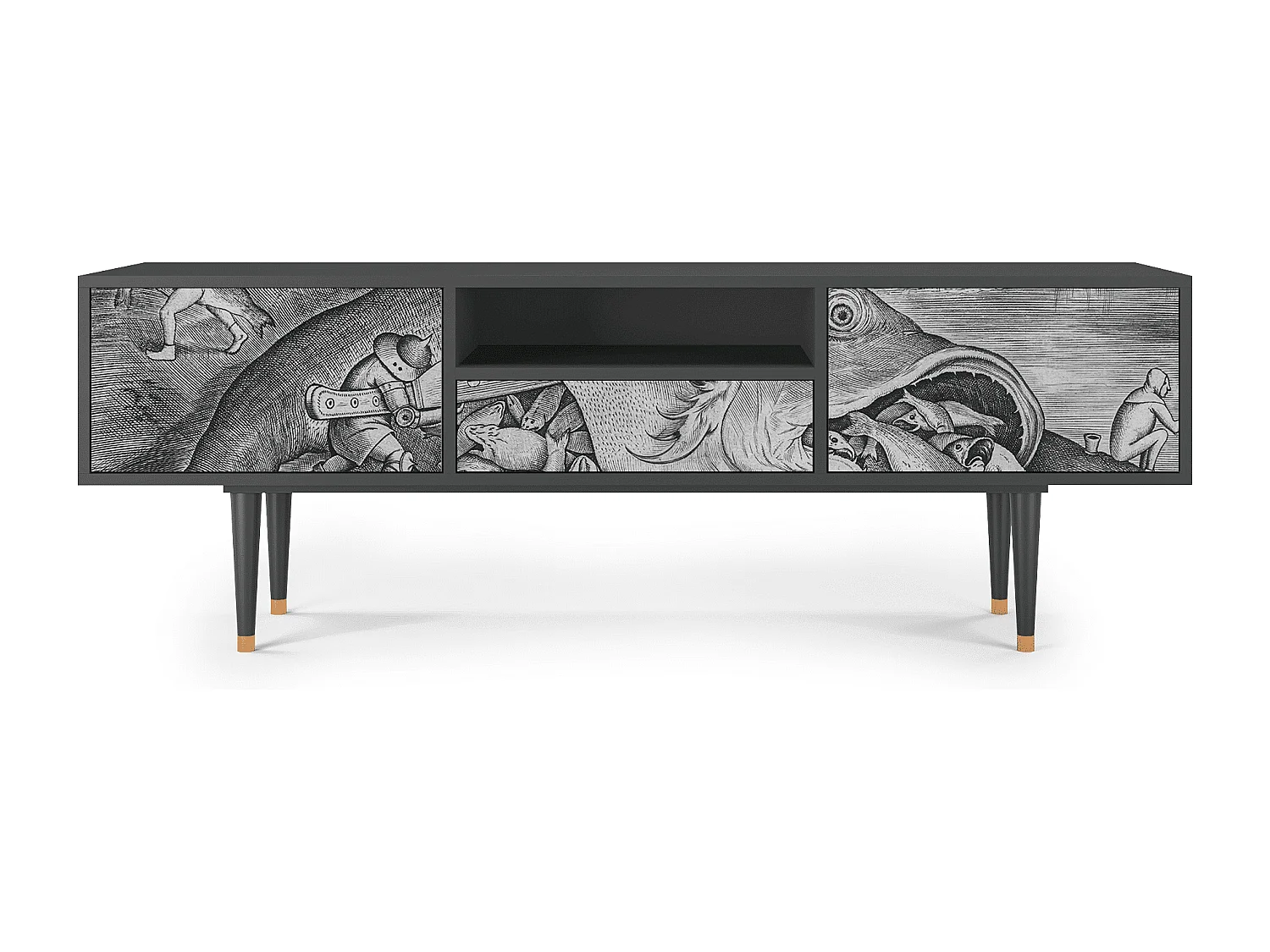 Meuble TV - 170х59х41 cm - T6 - Big Fish Eat Little, Anthracite