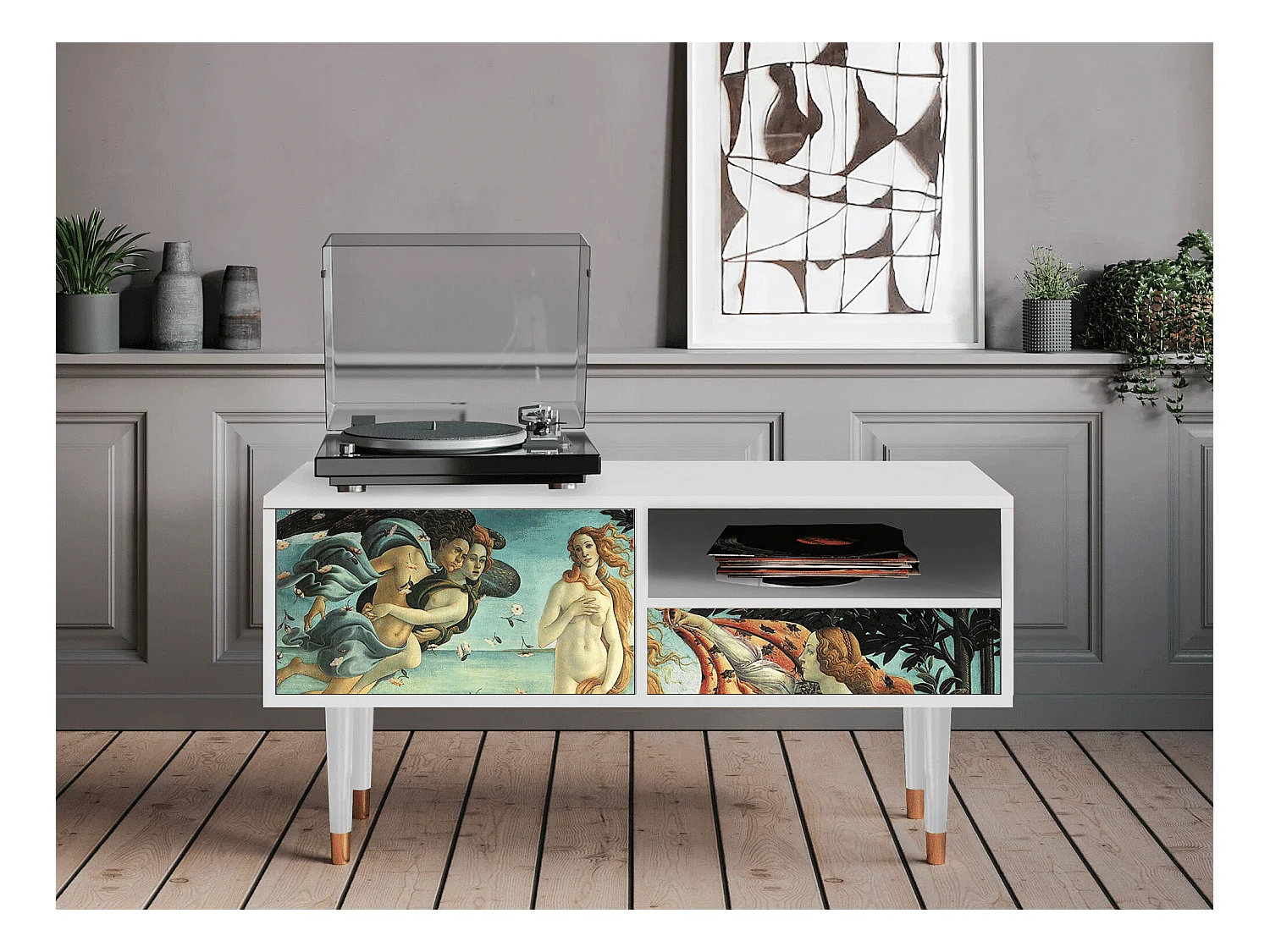 Mobile TV - 115х59х48 cm - T3 - The Birth of Venus, Bianco