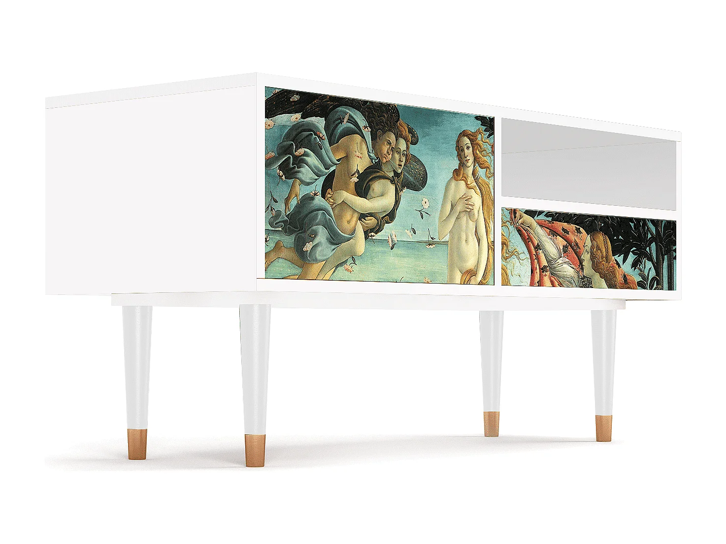 Mueble de TV - 115х59х48 cm - T3 - The Birth of Venus, Blanco