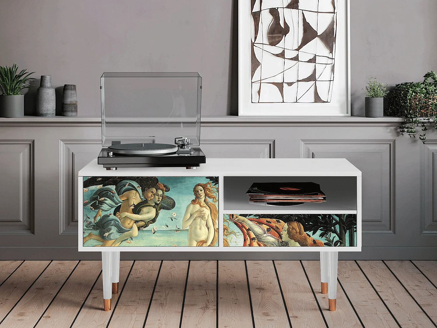 Meuble TV - 115х59х48 cm - T3 - The Birth of Venus, Blanc