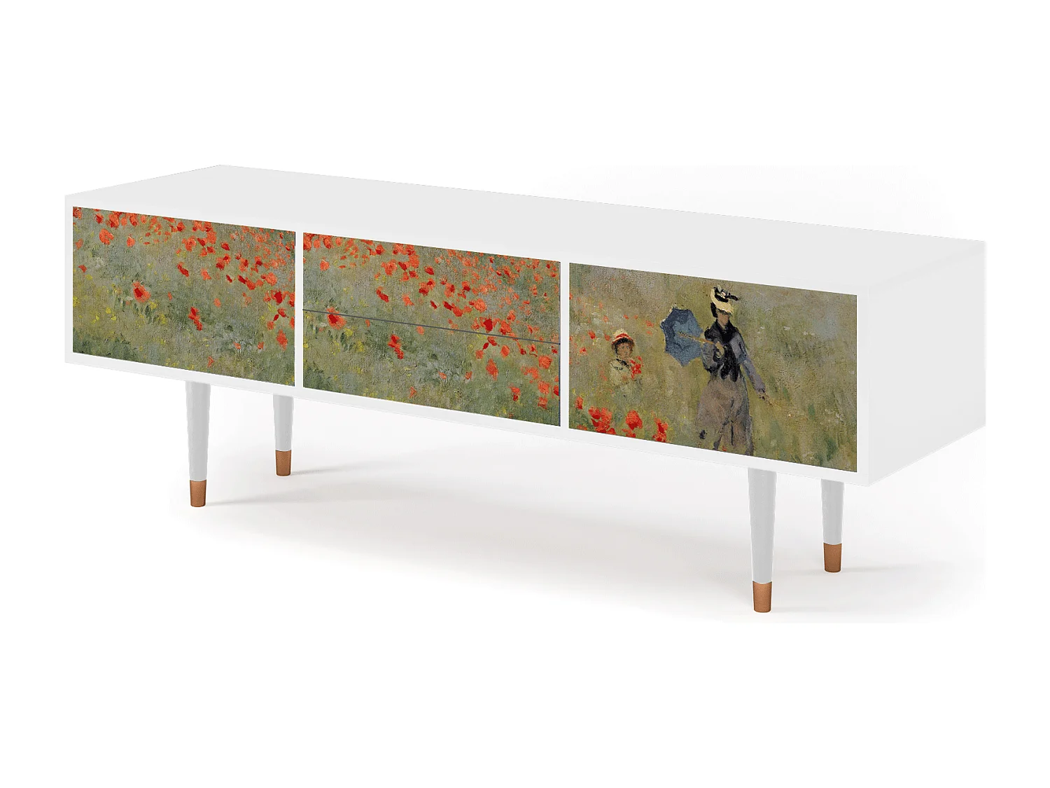 Mobile TV - 170х59х48 cm - T4 - The Poppy Field   , Bianco