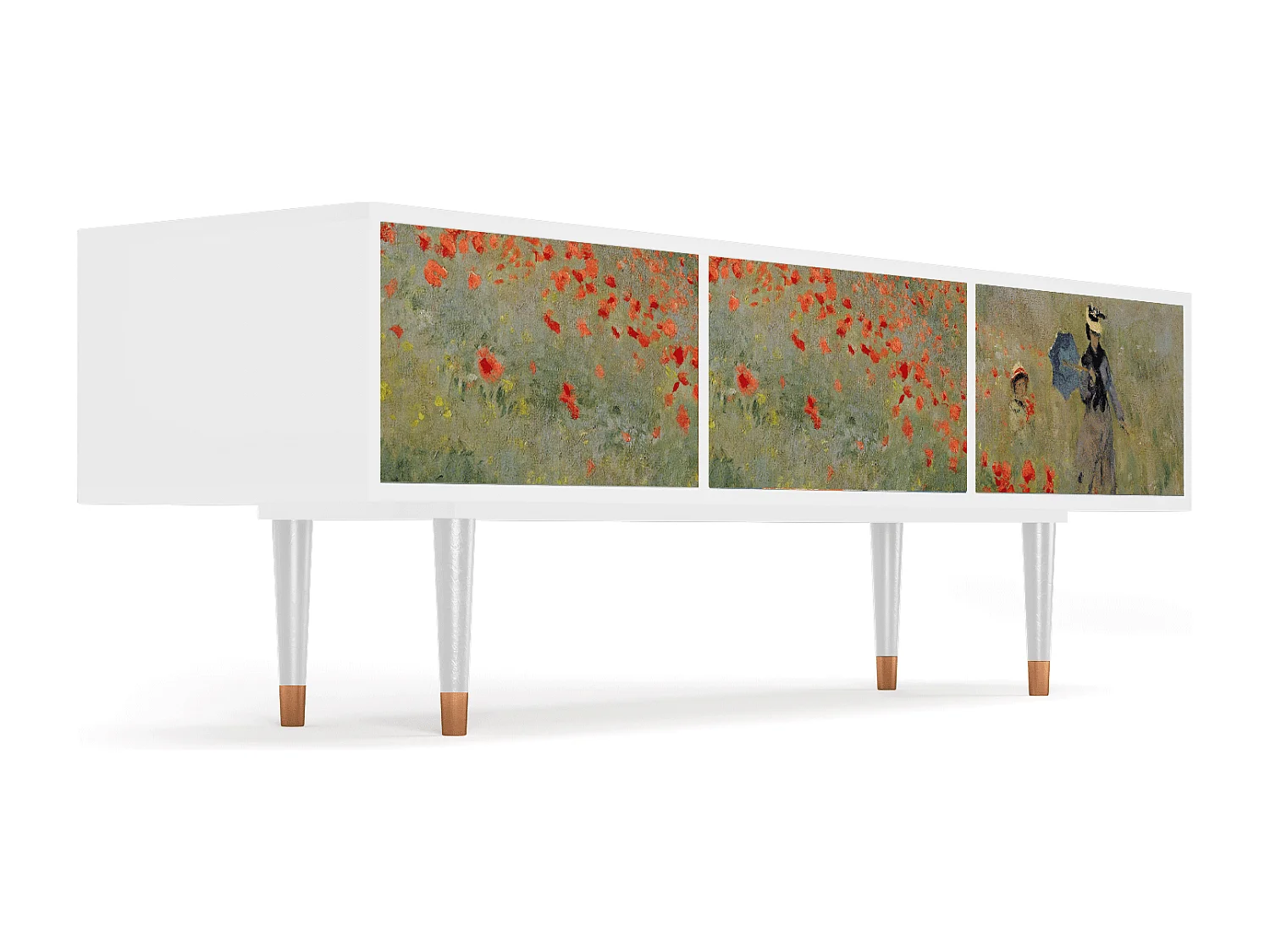 Mobile TV - 170х59х48 cm - T4 - The Poppy Field   , Bianco