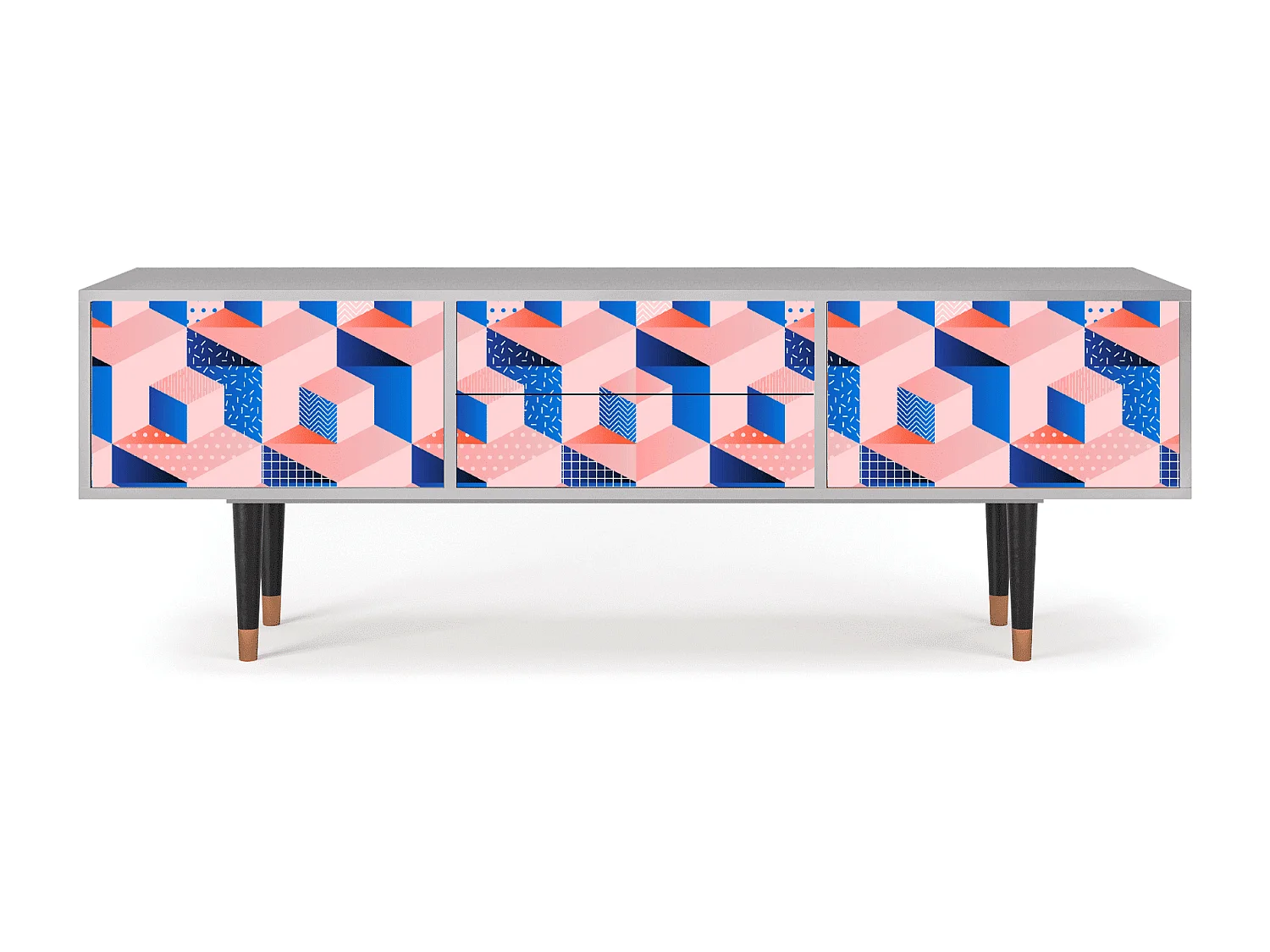 Meuble TV - 170х59х48 cm - T4 - Pinky Squares, Gris