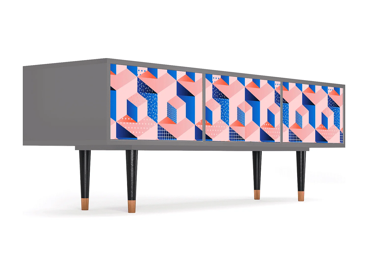 Szafka RTV - 170х59х48 cm - T4 - Pinky Squares, Szary