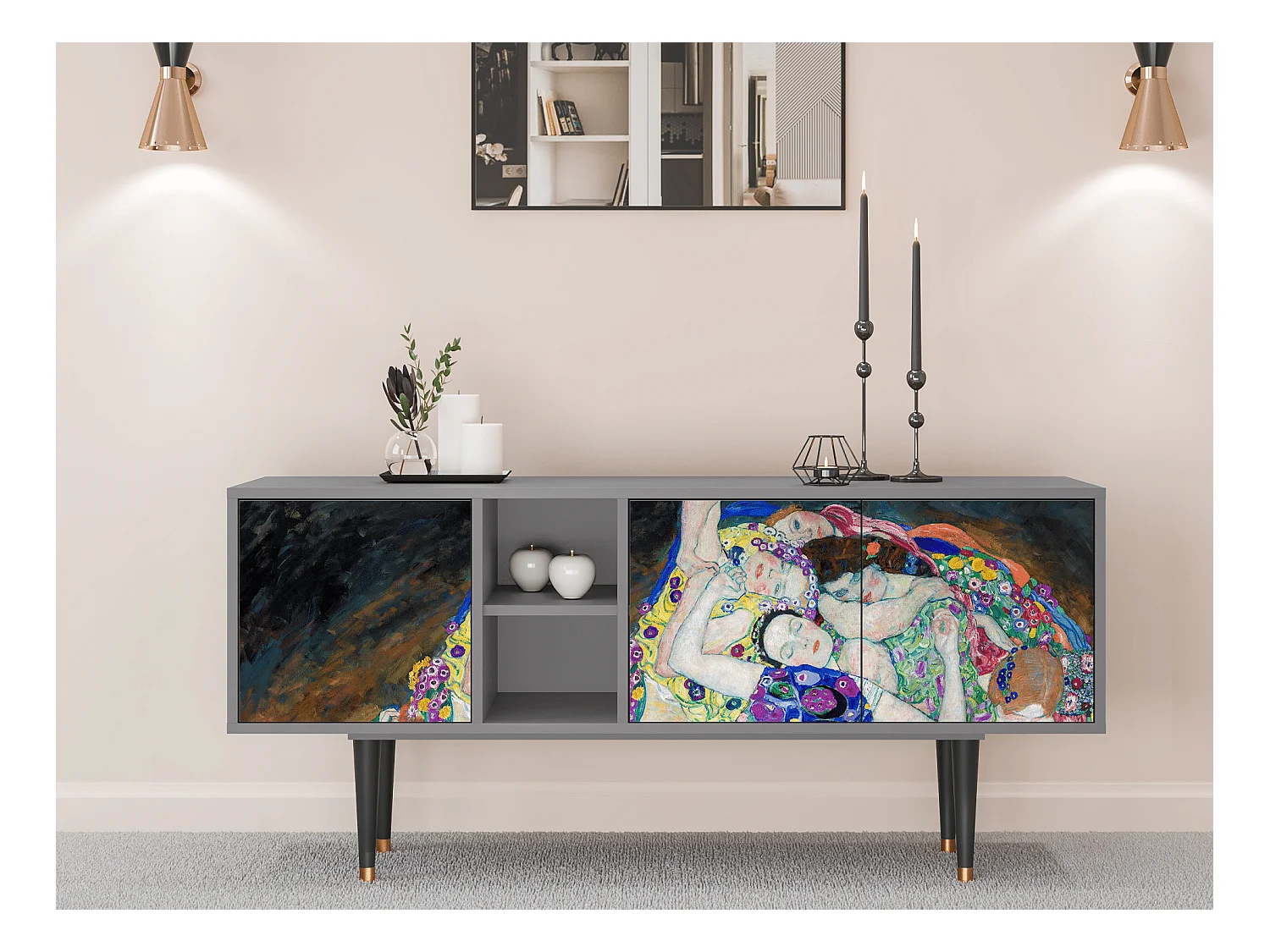 Meuble TV - 150х69х41 cm - T5 - The Maiden by Klimt, Gris