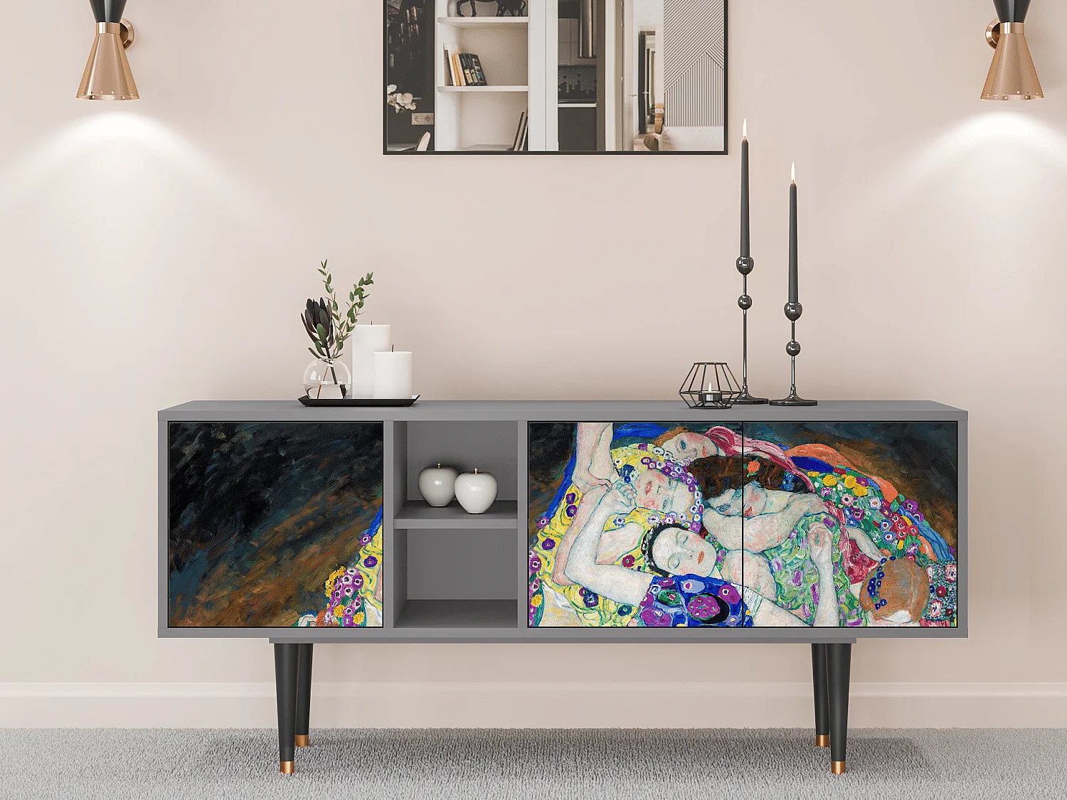 Meuble TV - 150х69х41 cm - T5 - The Maiden by Klimt, Gris