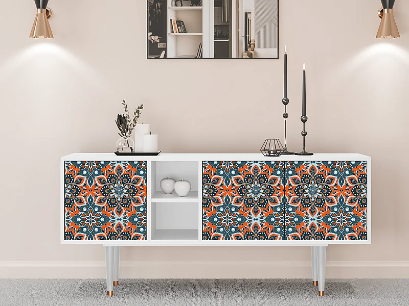 Mueble de TV - 150х69х41 cm - T5 - Fire Beetle, Blanco