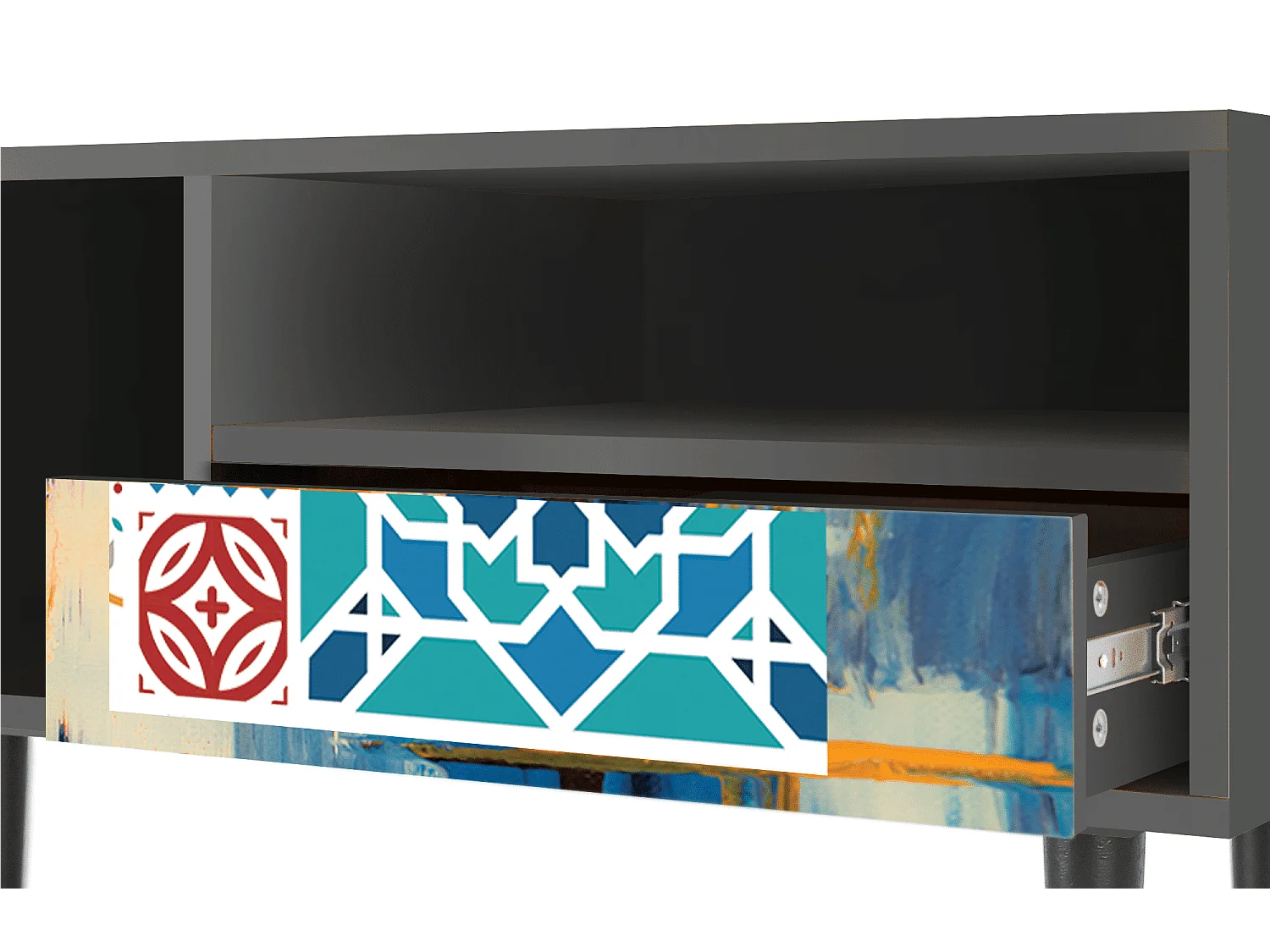 Mueble de TV - 115х59х48 cm - T3 - Moroccan Market, Antracita