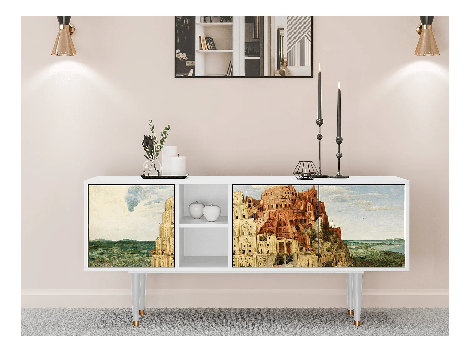 Meuble TV - 150х69х41 cm - T5 - Elder The Tower, Blanc