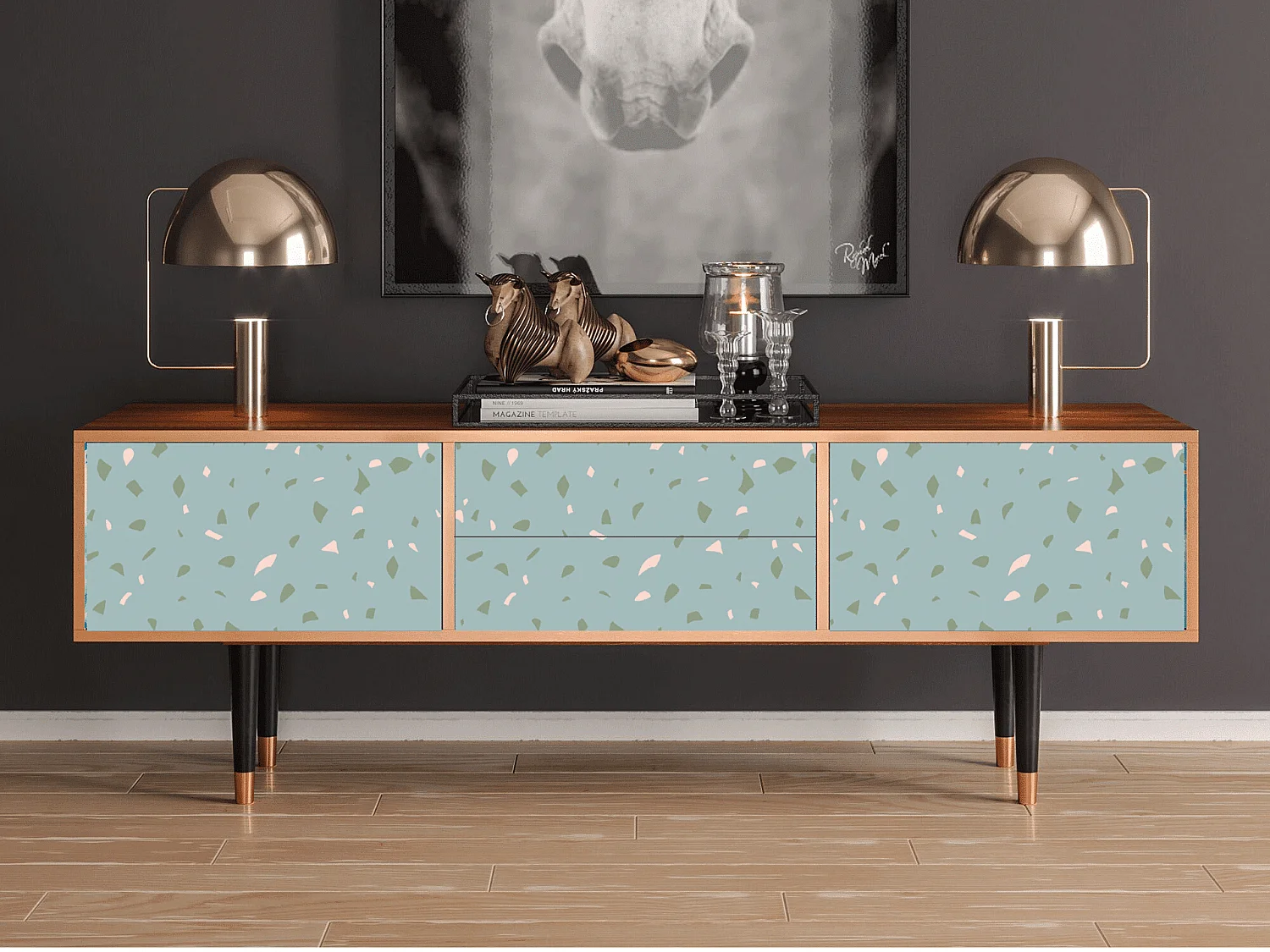 Meuble TV - 170х59х48 cm - T4 - Blue Drops, Noyer