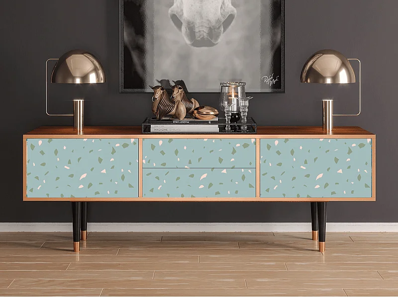 Szafka RTV - 170х59х48 cm - T4 - Blue Drops, Orzech