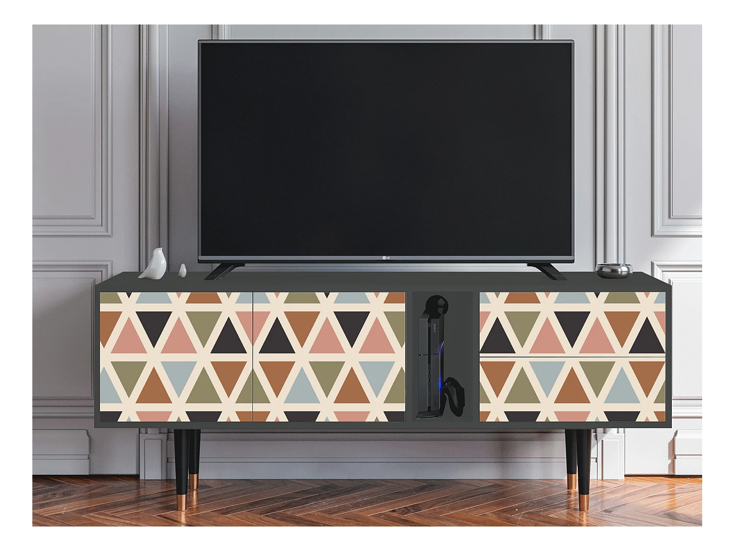 Mueble de TV - 170х69х48 cm - T1 - Royal Triangles, Antracita