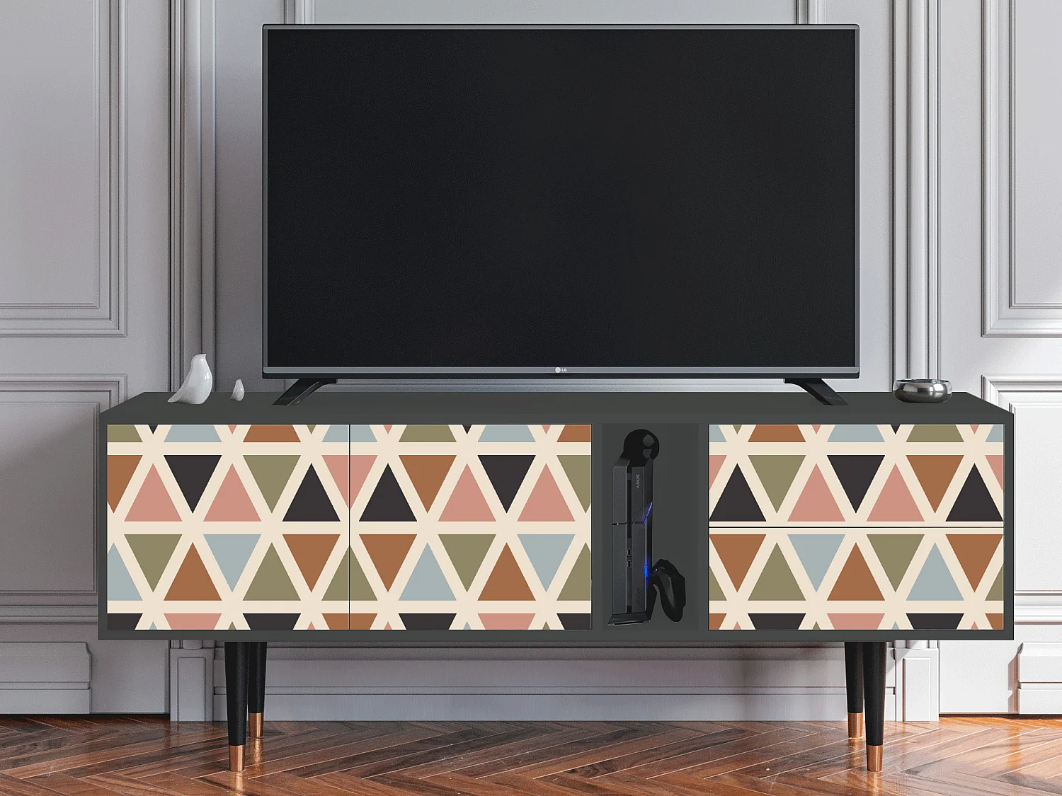 Szafka RTV - 170х69х48 cm - T1 - Royal Triangles, Antracyt
