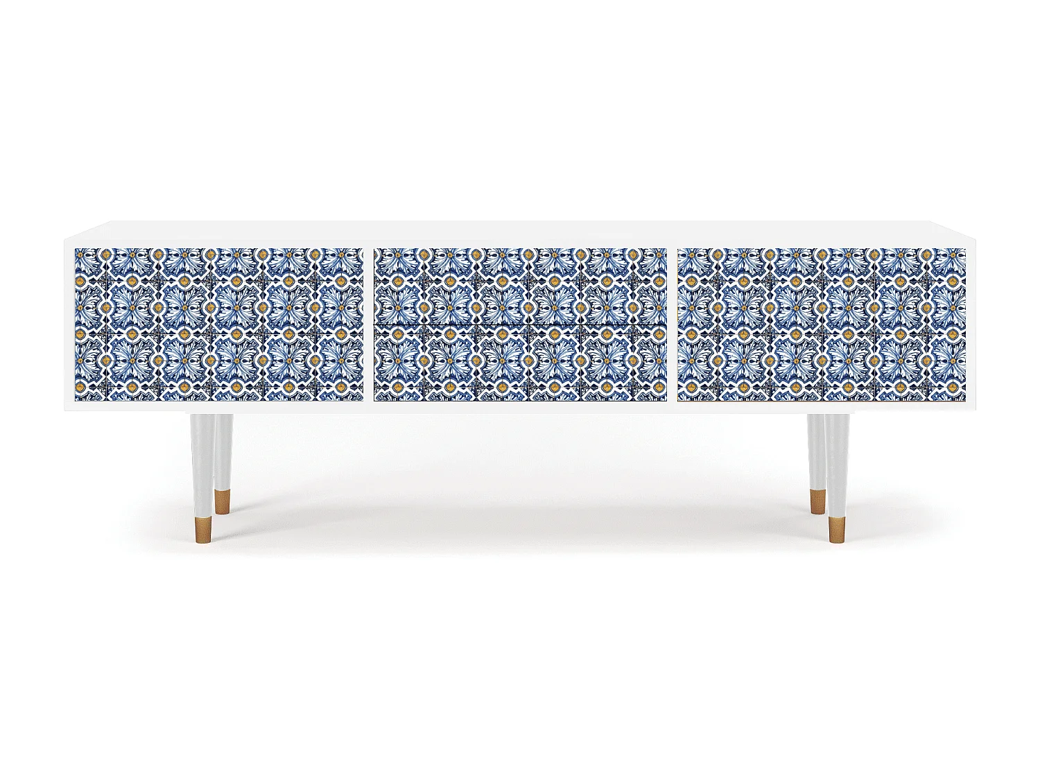 Mobile TV - 170х59х48 cm - T4 - Lovely Cornflowers, Bianco