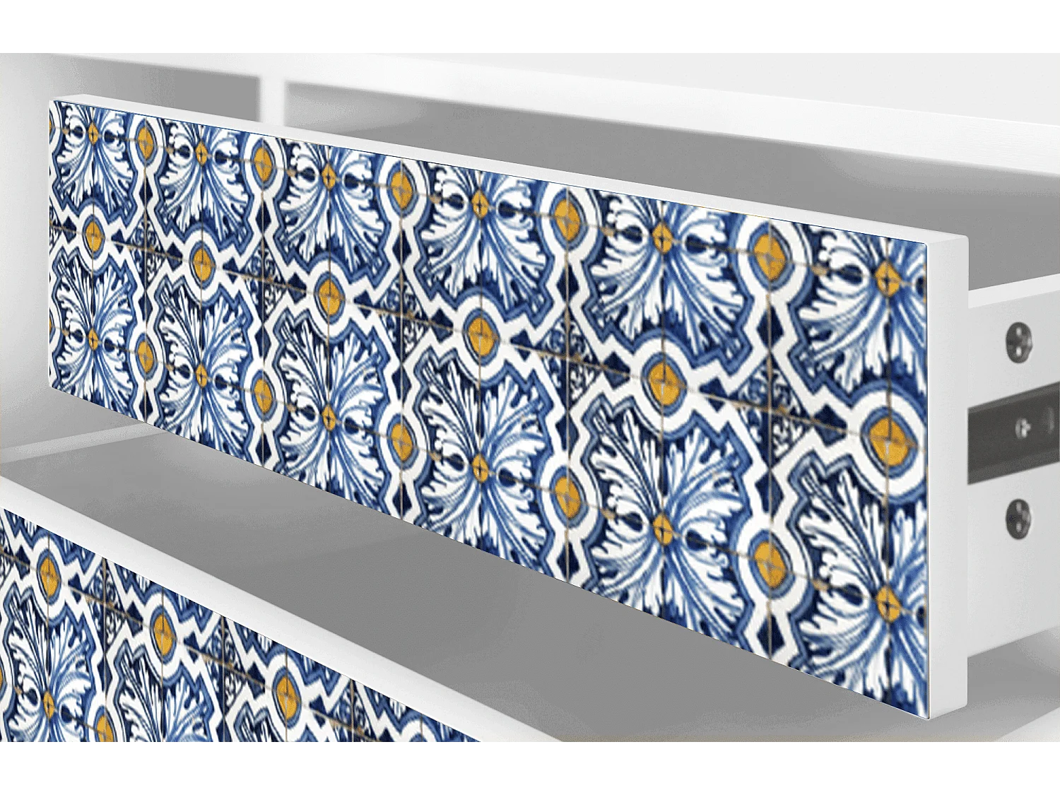 Mobile TV - 170х59х48 cm - T4 - Lovely Cornflowers, Bianco